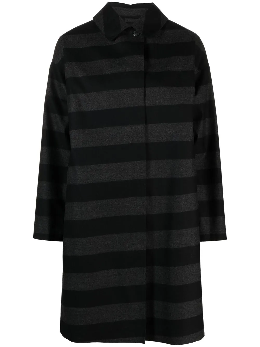 

Mackintosh single-breasted striped coat - Black