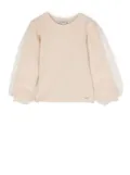Donsje tulle-sleeve crewneck sweatshirt - Neutrals