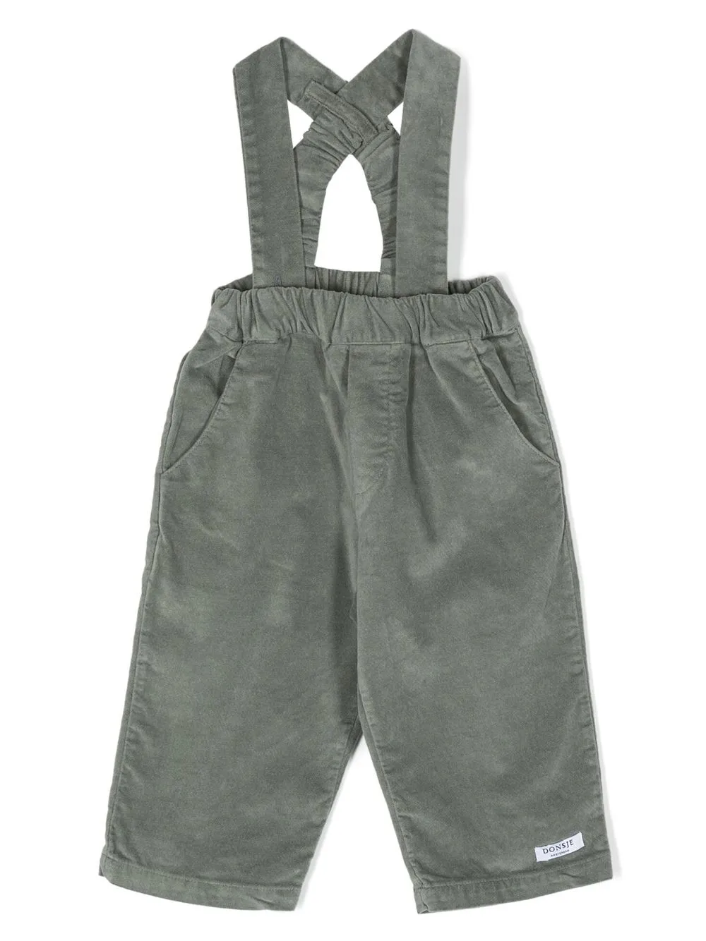 

Donsje logo-patch velvet dungarees - Grey