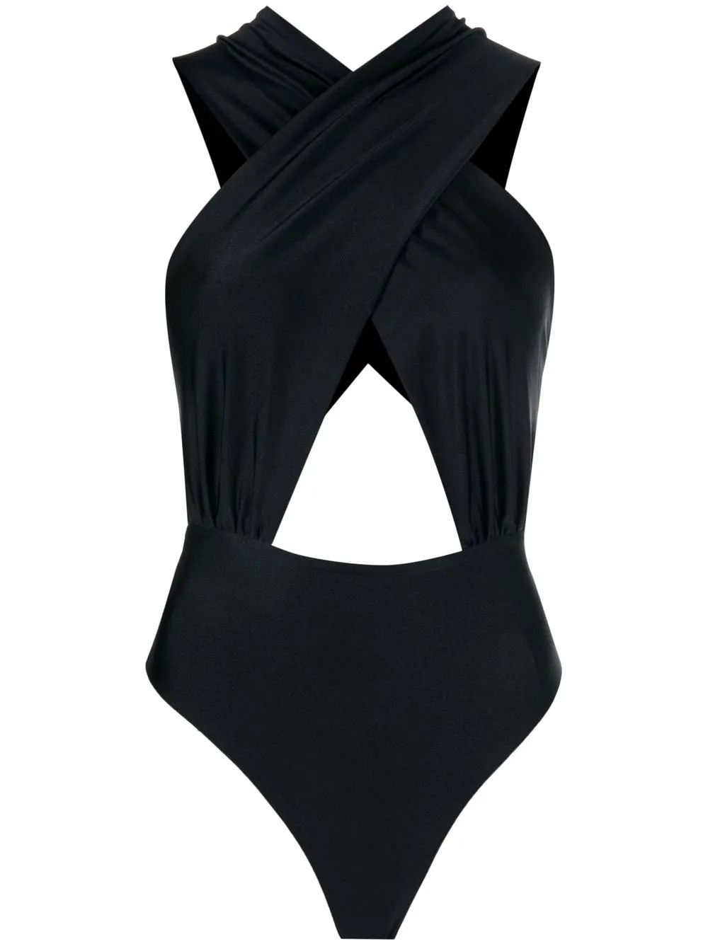 

THE ANDAMANE cut-out satin bodysuit - Black