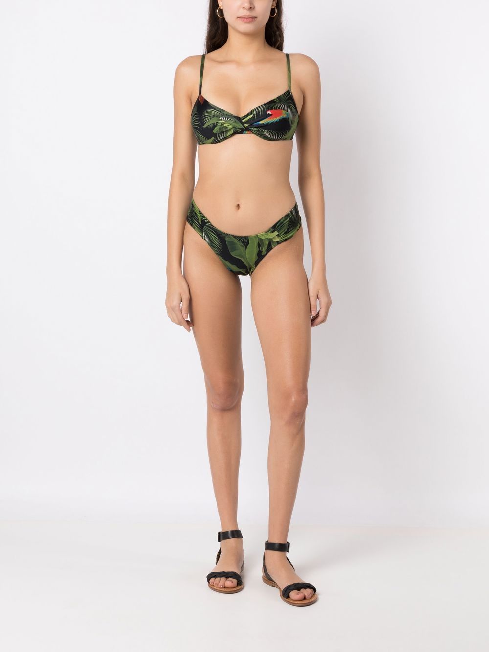 Shop Lygia & Nanny Vitória Leaf-print Bikini In Green