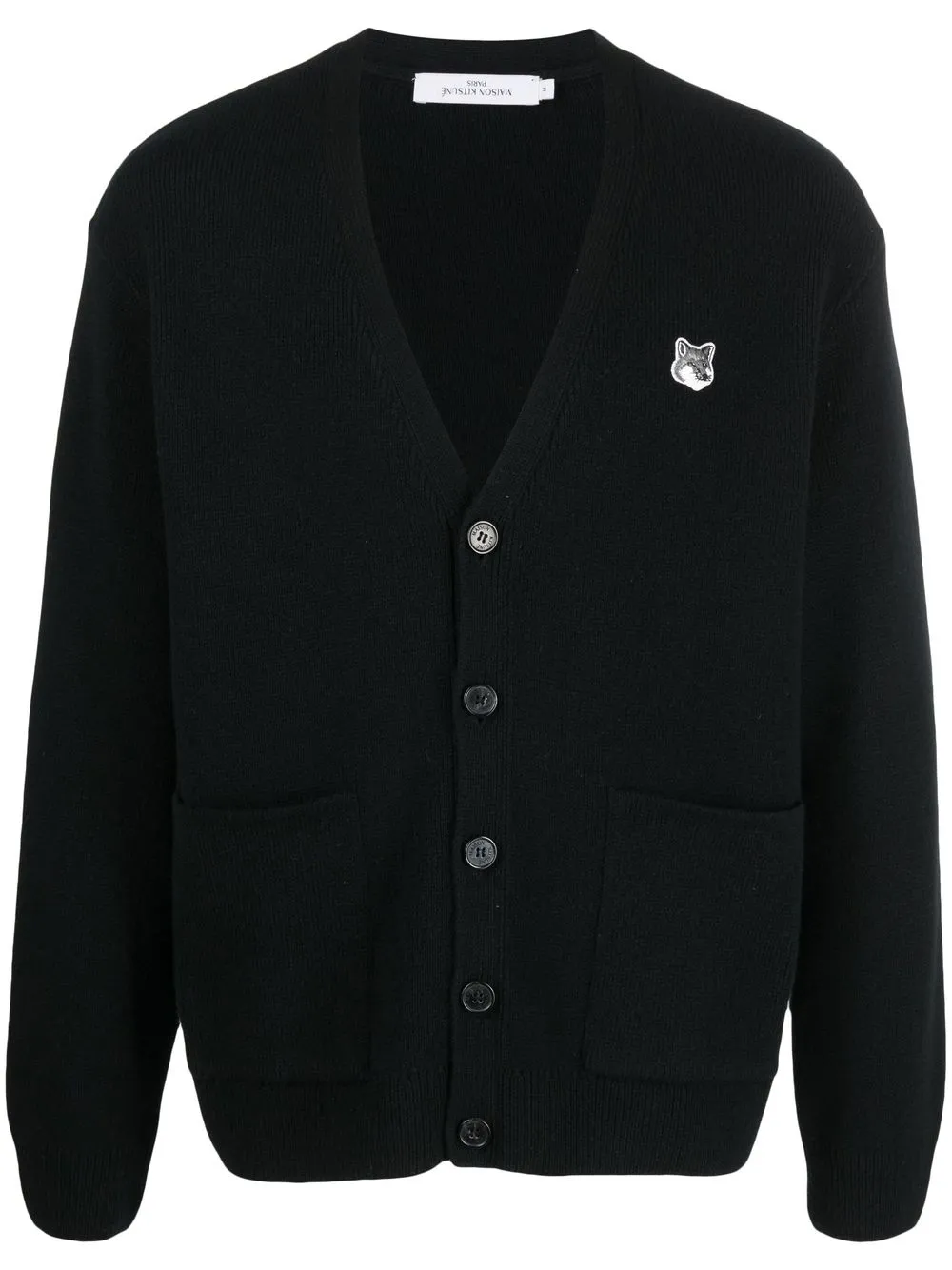 

Maison Kitsuné fox-patch woollen cardigan - Black