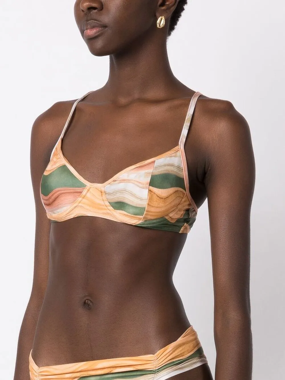 Shop Lygia & Nanny Fiji Printed Bikini Top In Brown