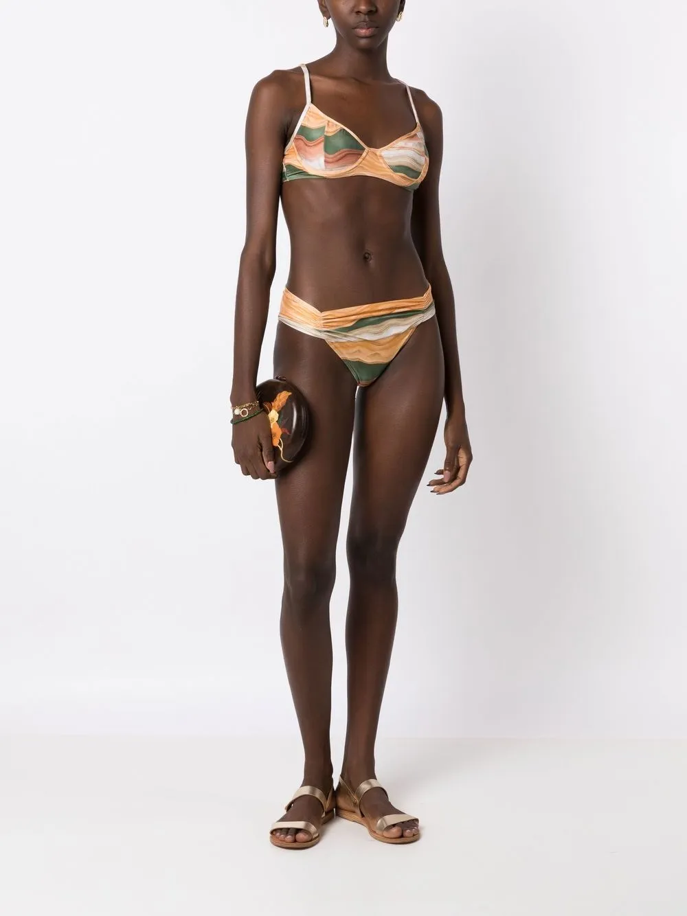 Shop Lygia & Nanny Fiji Printed Bikini Top In Brown