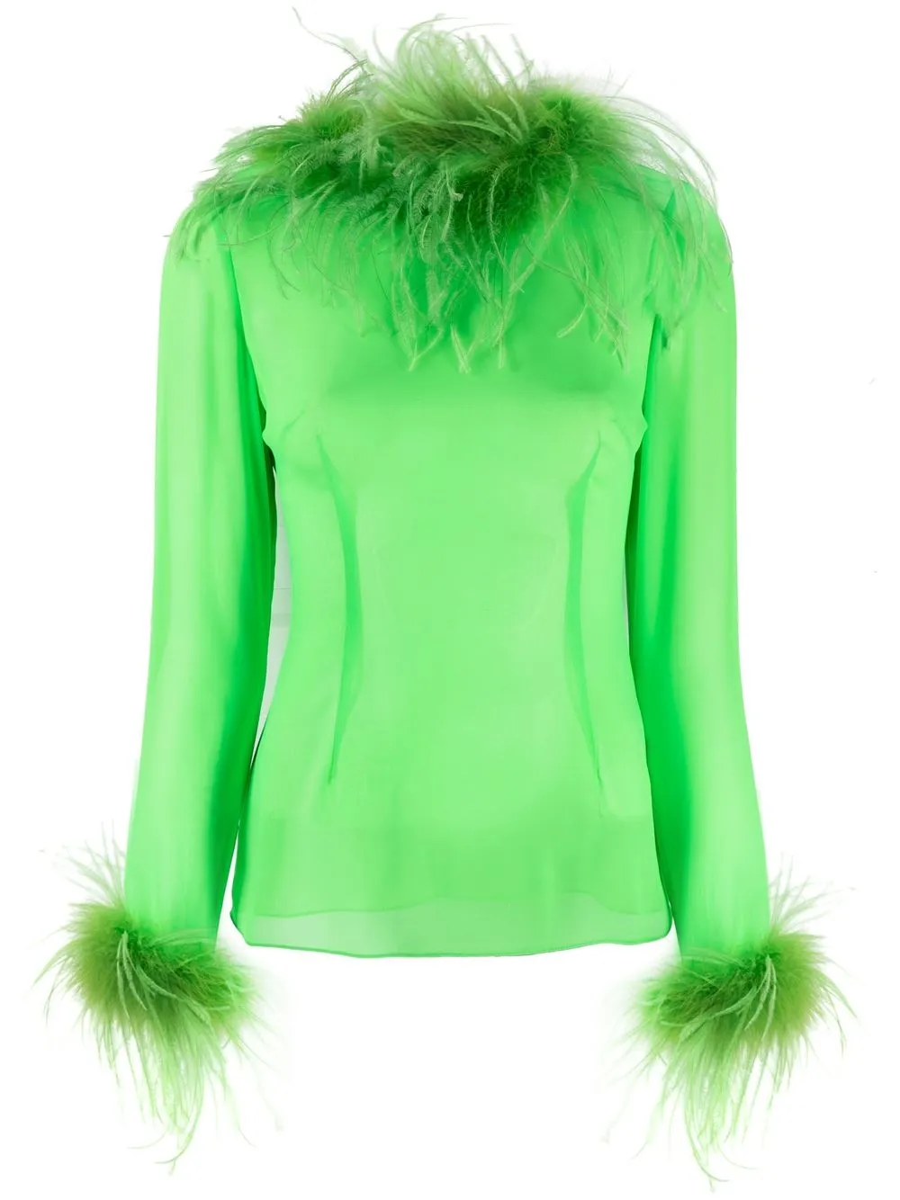 

Giuseppe Di Morabito ostrich feather-trimmed blouse - Green