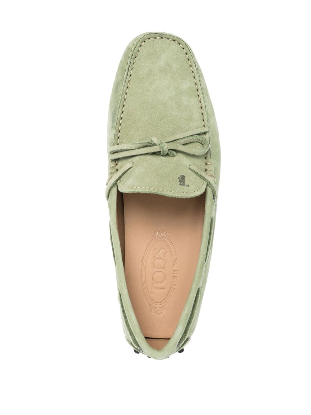 Shop Tod's Laccetto Gommino Suede Loafers In Green