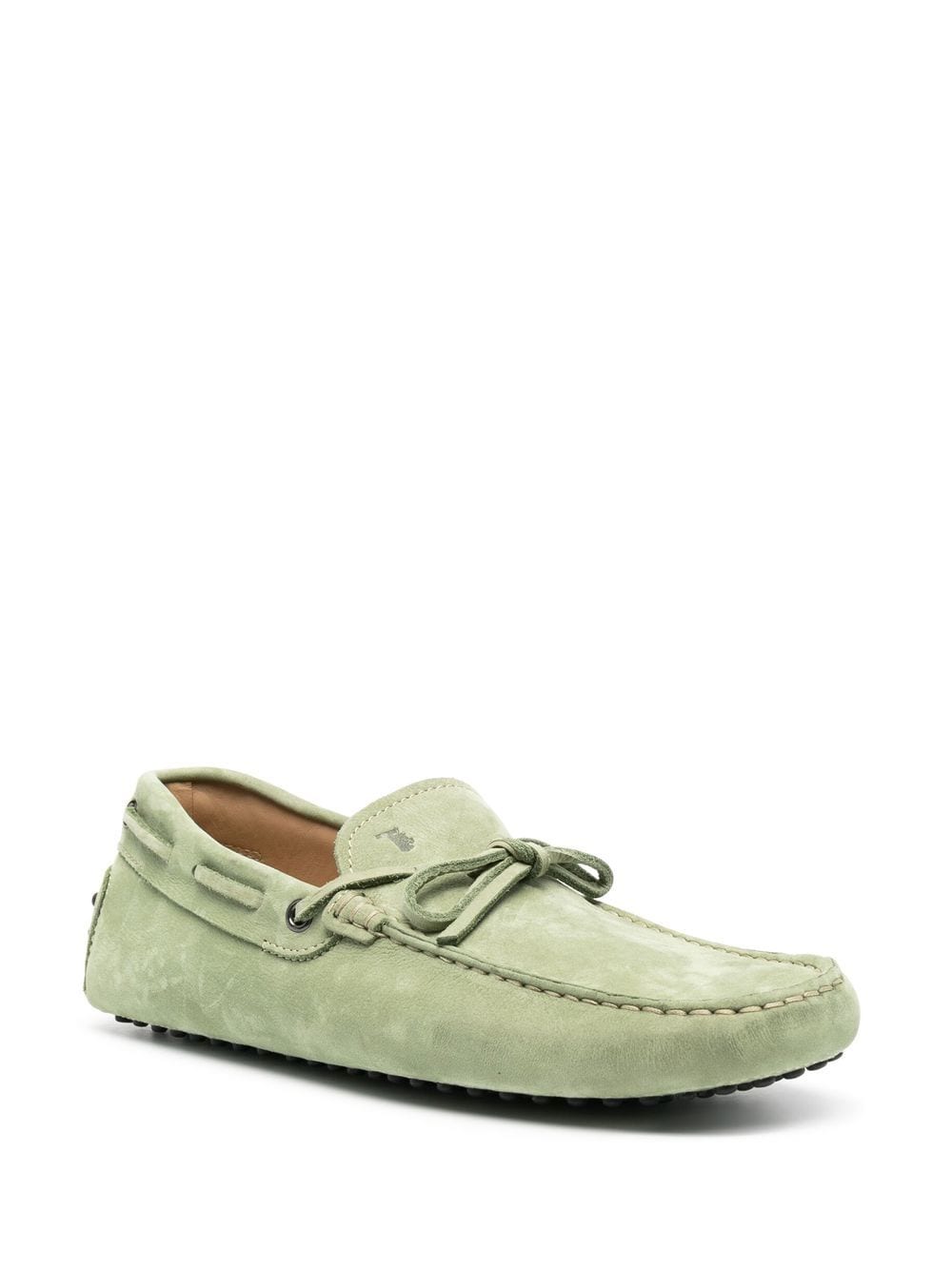 Shop Tod's Laccetto Gommino Suede Loafers In Green