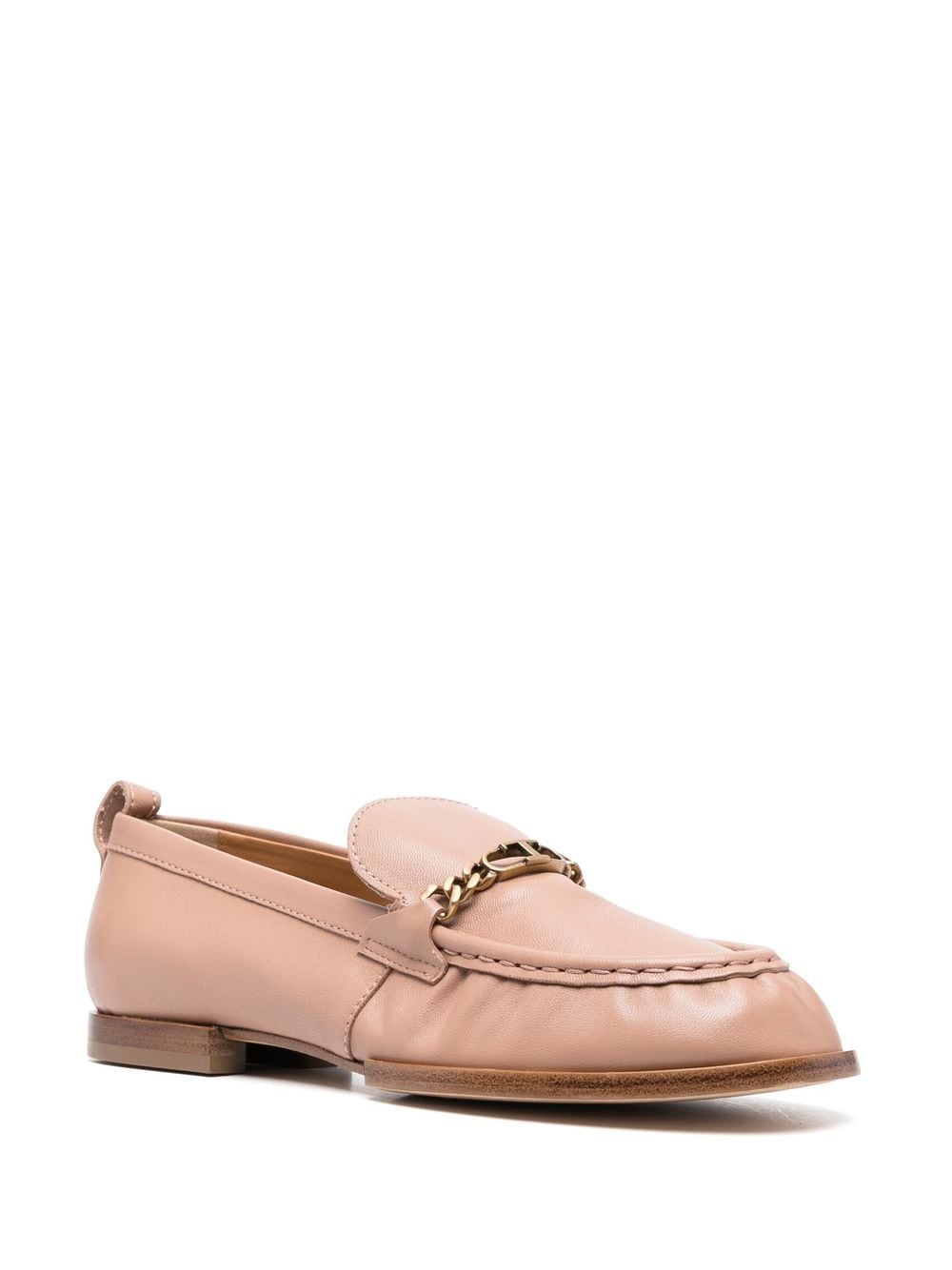 Shop Tod's Logo Chain-link Loafers In Neutrals