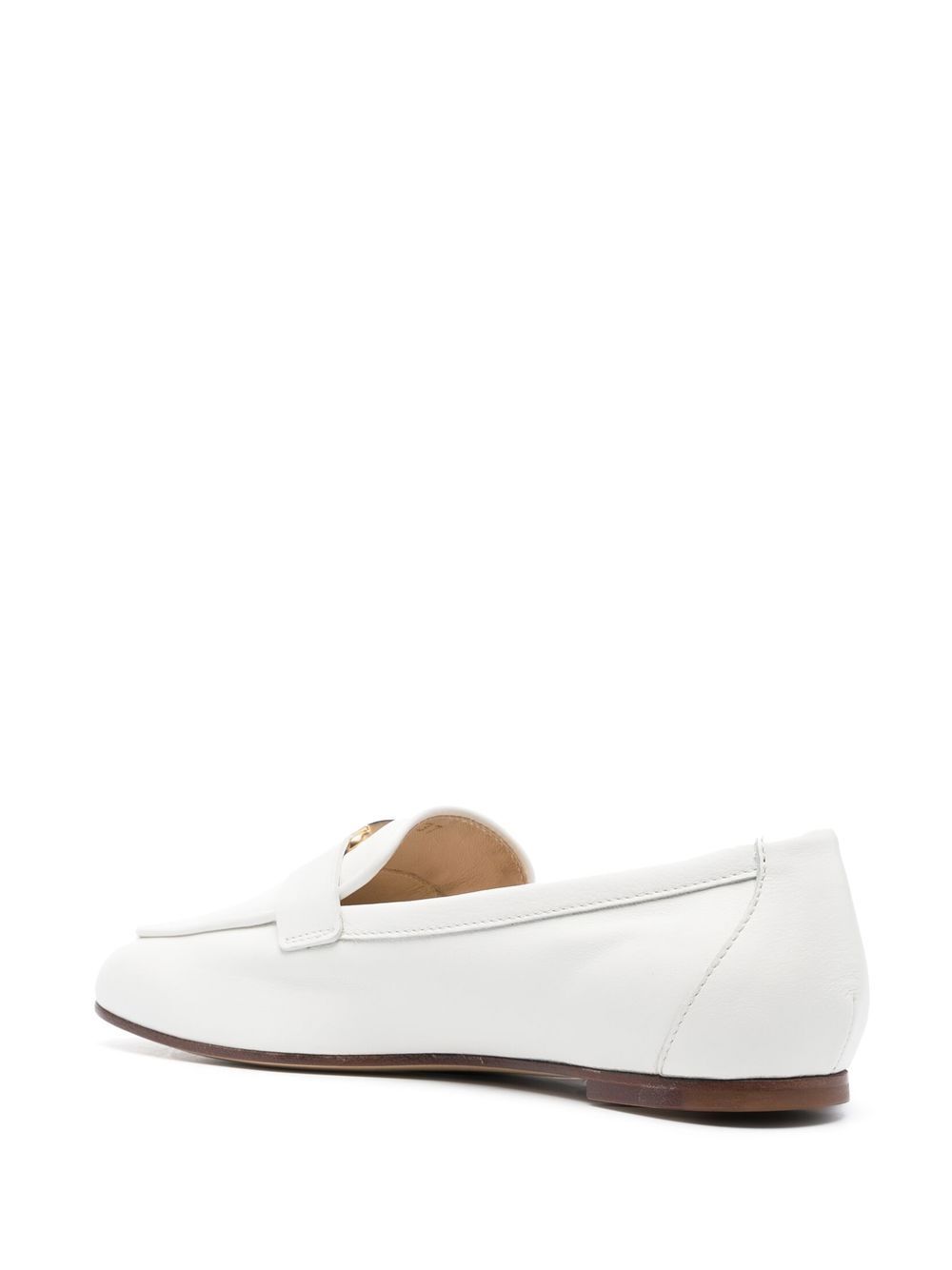 Shop Tod's T-logo Leather Loafers In White