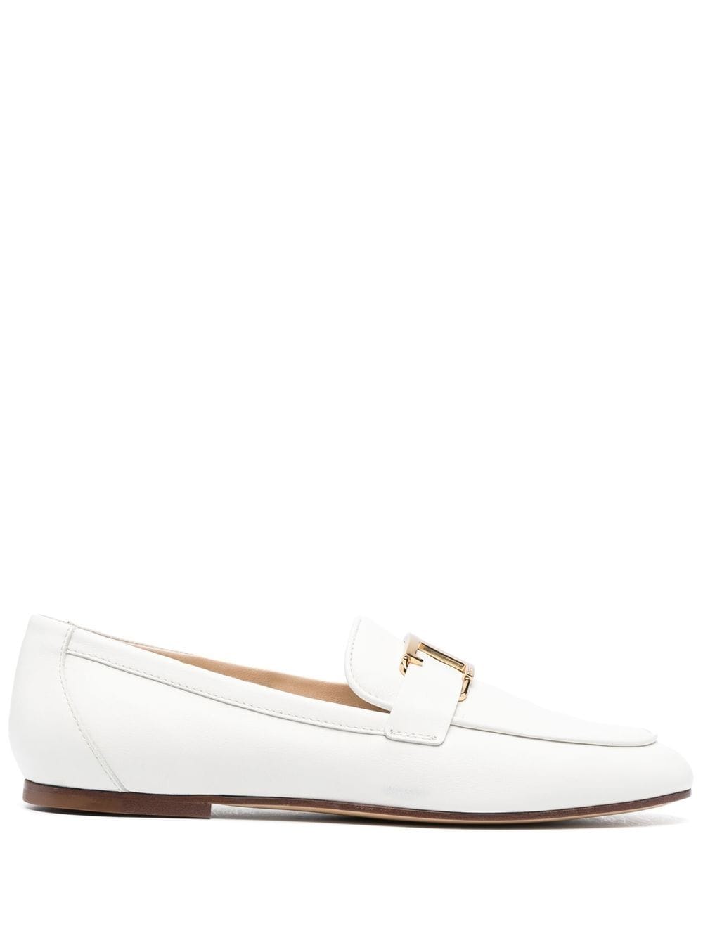 Shop Tod's T-logo Leather Loafers In White