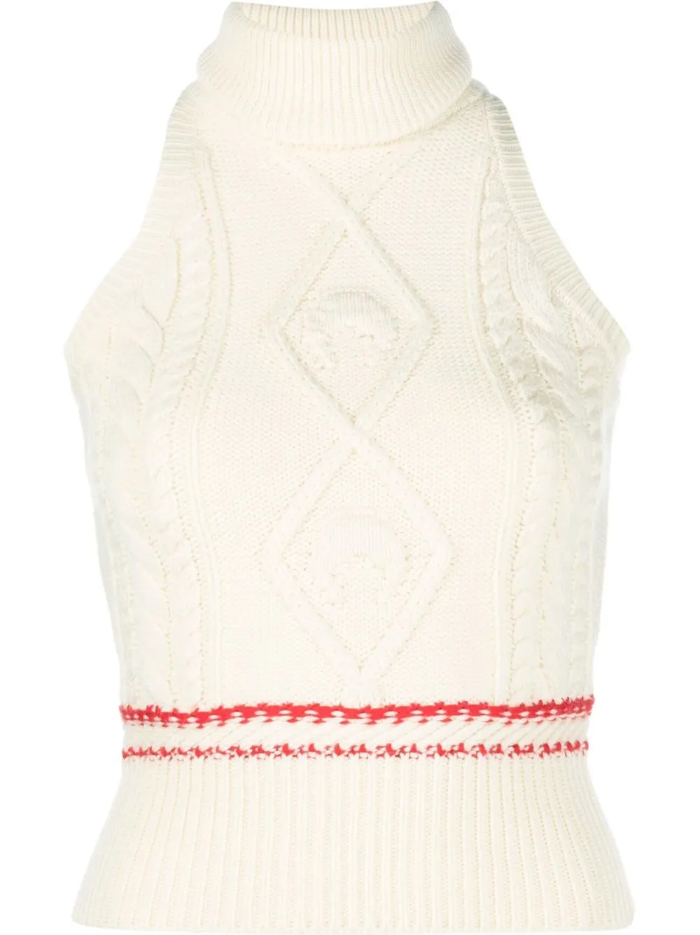 

Marine Serre cable-knit sleeveless roll-neck top - Neutrals