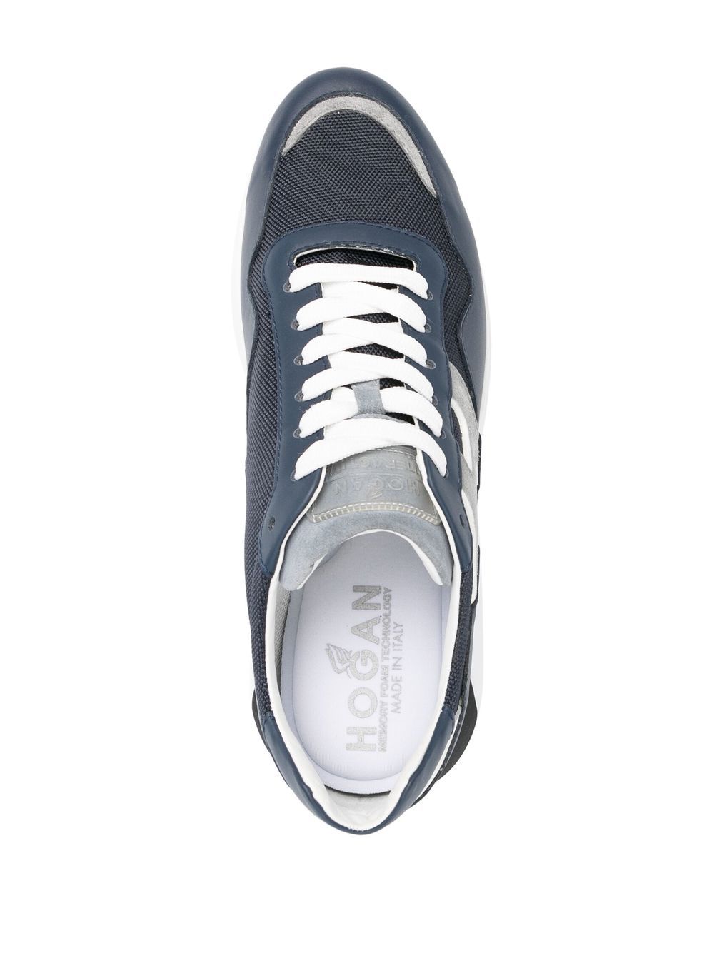 Shop Hogan Panelled Lace-up Sneakers In Blue