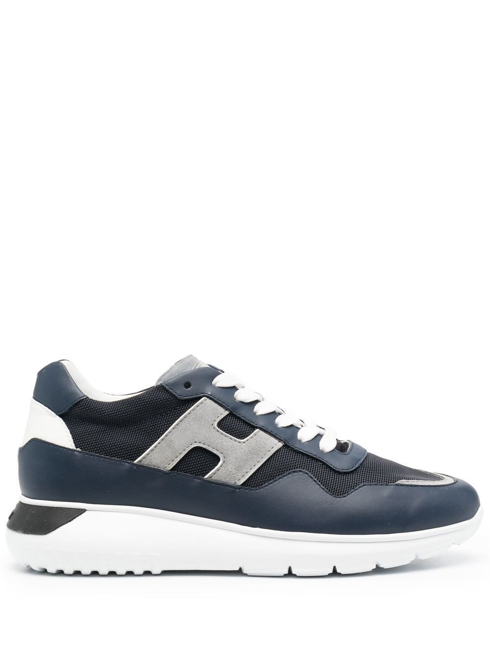 Shop Hogan Panelled Lace-up Sneakers In Blue