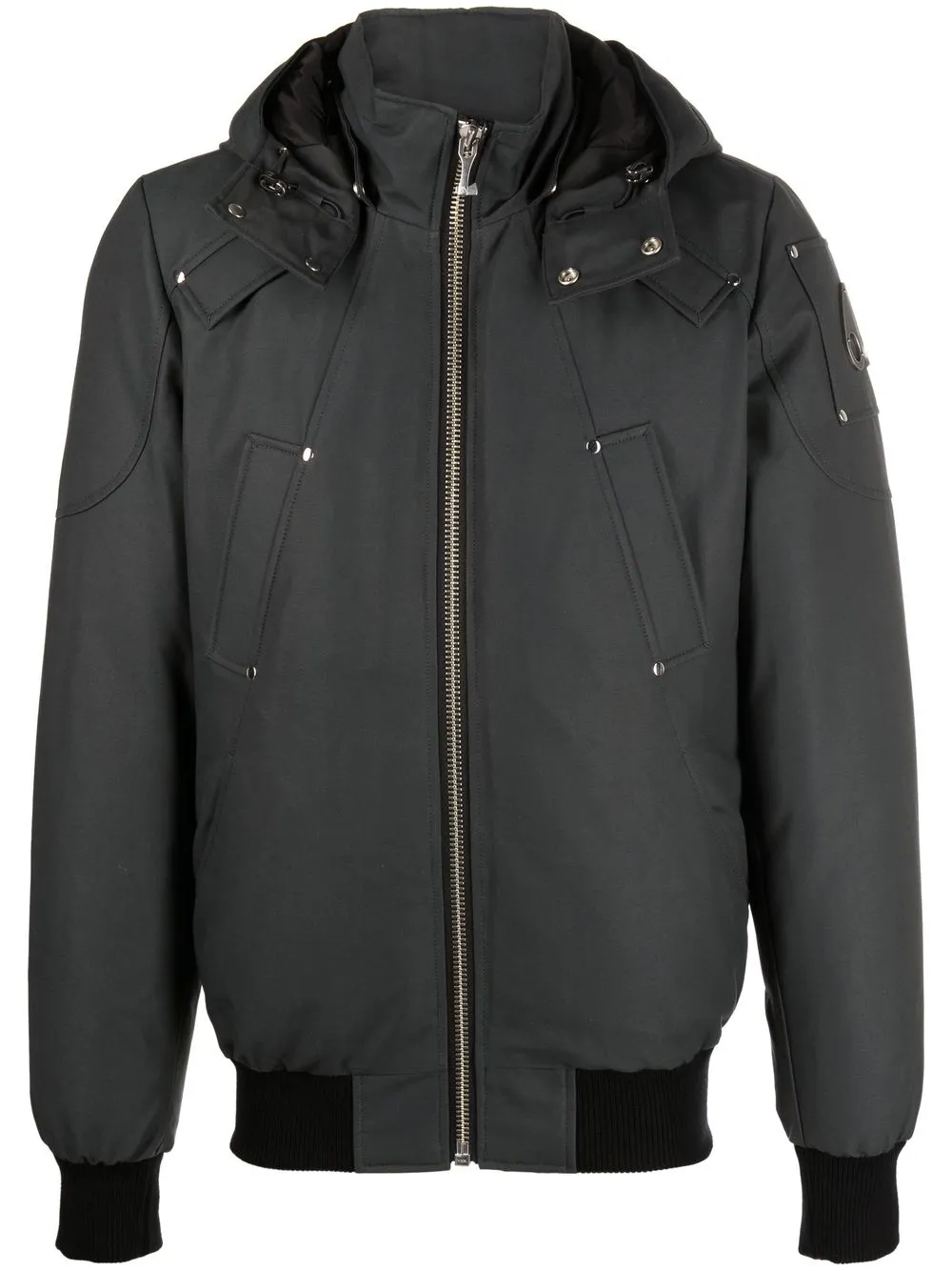 

Moose Knuckles logo-plaque zip-up padded jacket - Grey