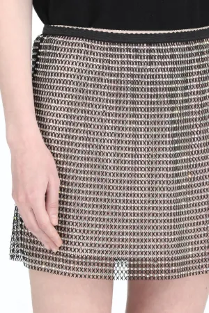 Crystal-Embellished Mesh Mini Skirt