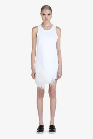 Feather-Trimmed Mini Dress
