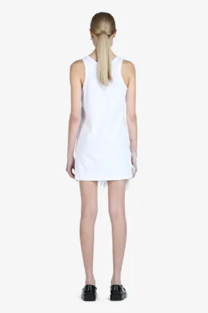 Feather-Trimmed Mini Dress