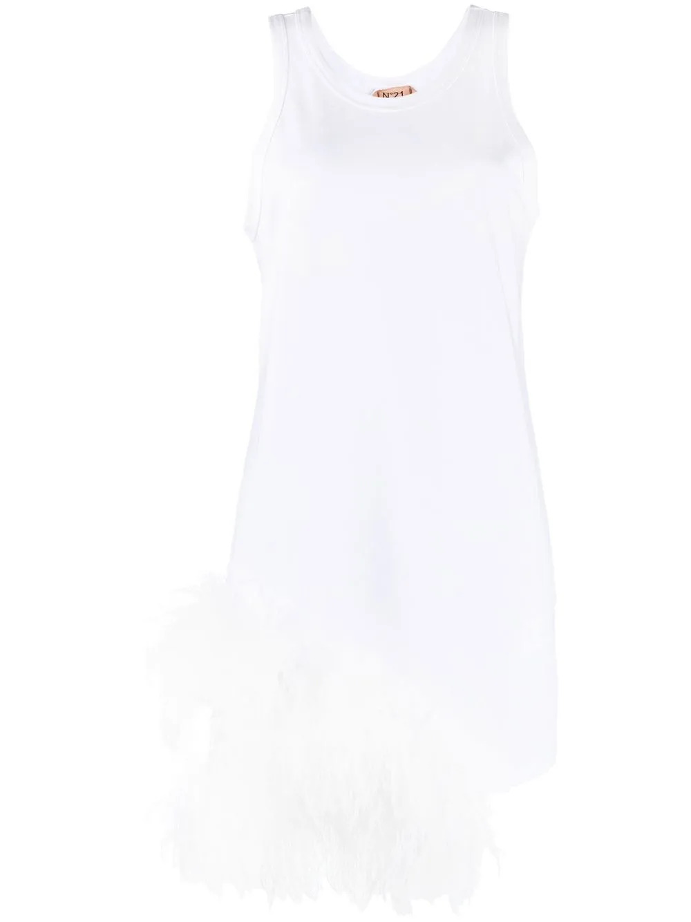 

Nº21 feather-detail minidress - White