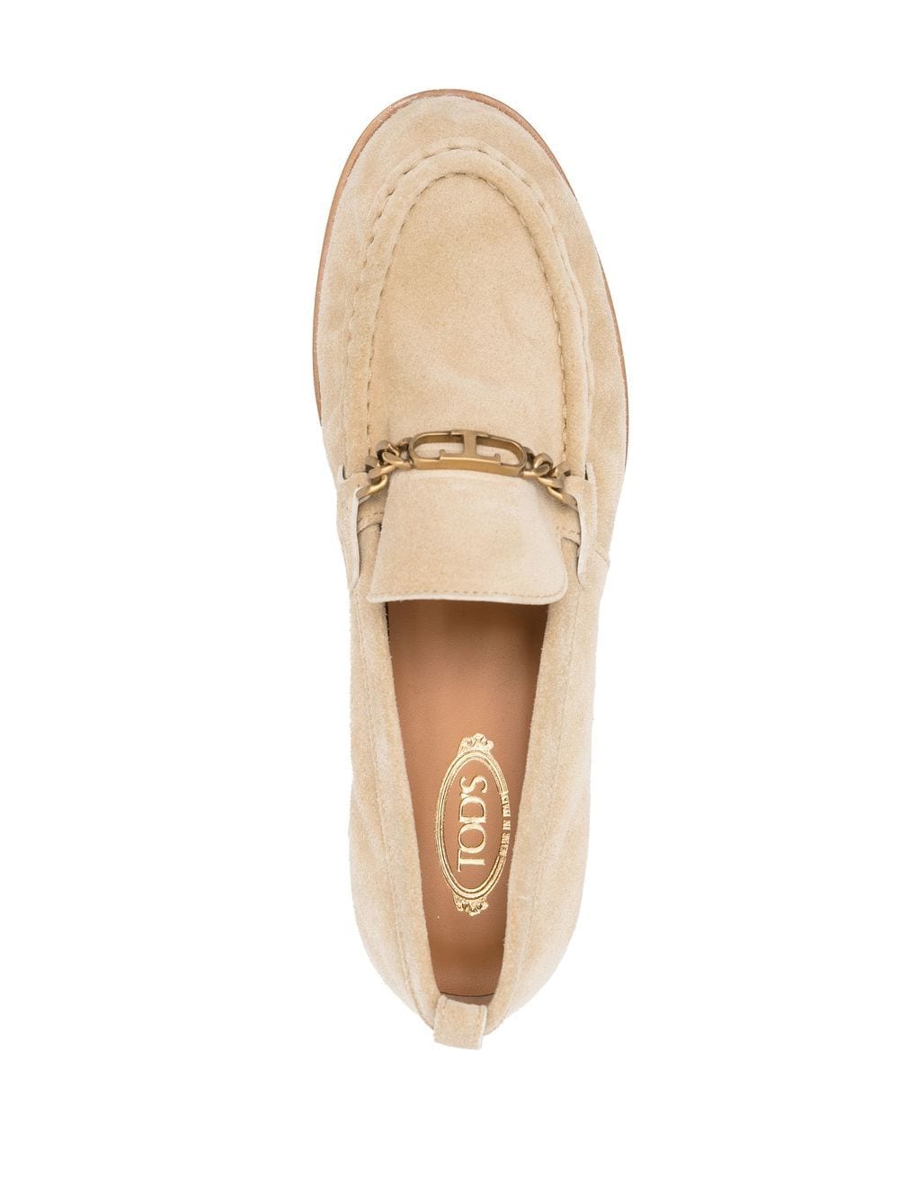 Shop Tod's Logo Chain-link Loafers In Neutrals