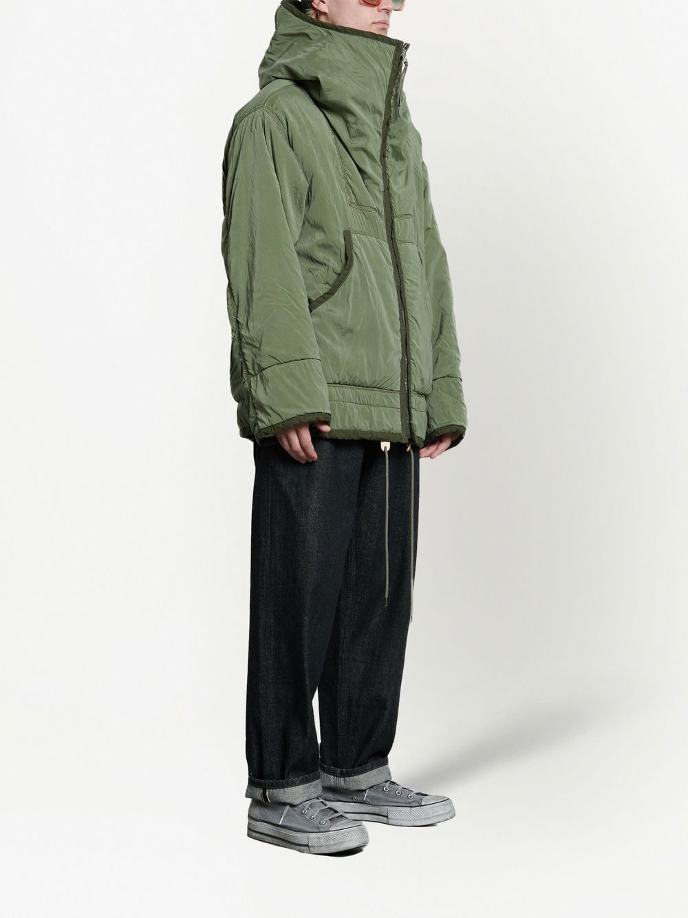 Shop Applied Art Forms Hooded Silk Jacket In 绿色