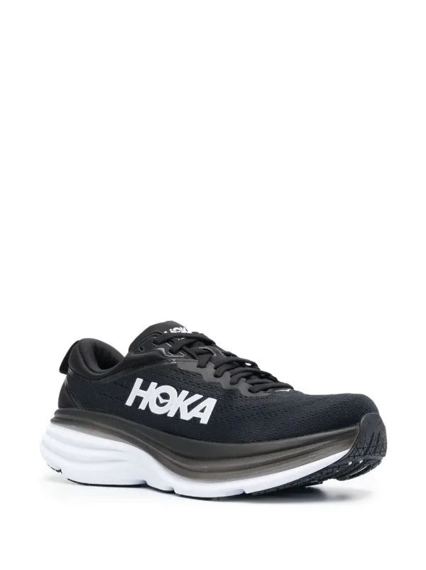 HOKA Bondi 8 logo print lace up Sneakers Black FARFETCH CA