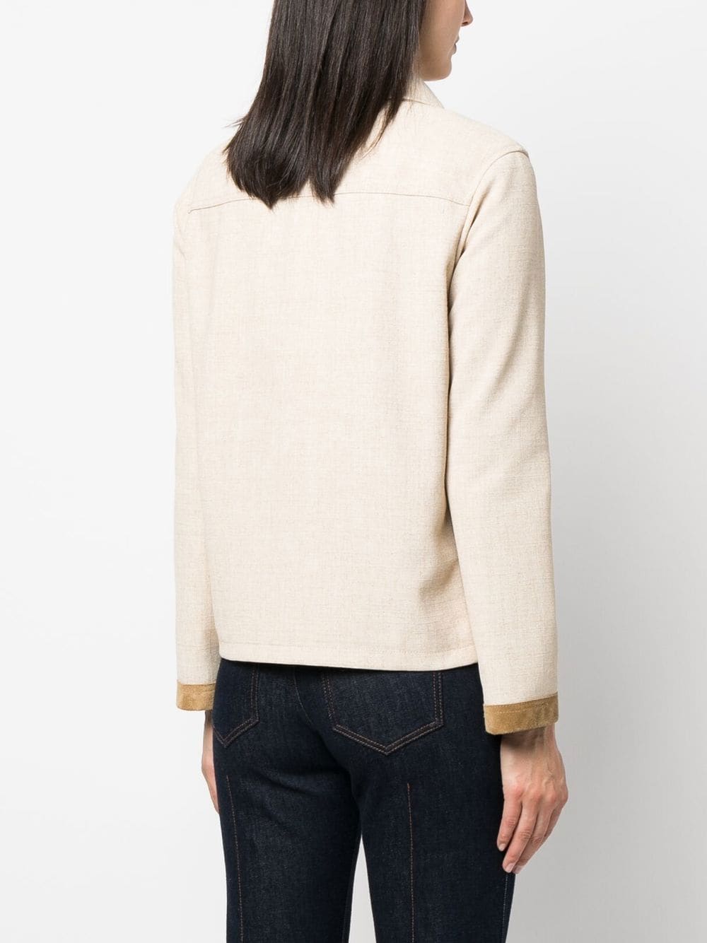 Shop Fay Contrasting-trim Fitted Jacket In Neutrals