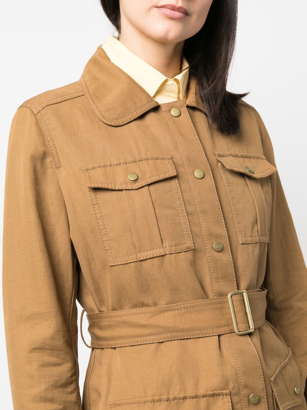 Shop Fay Belted Fitted Jacket In Brown