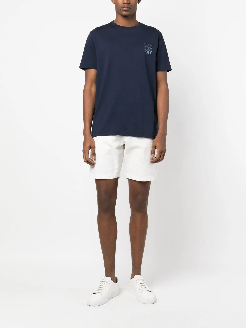 Fay T-shirt met logoprint - Blauw