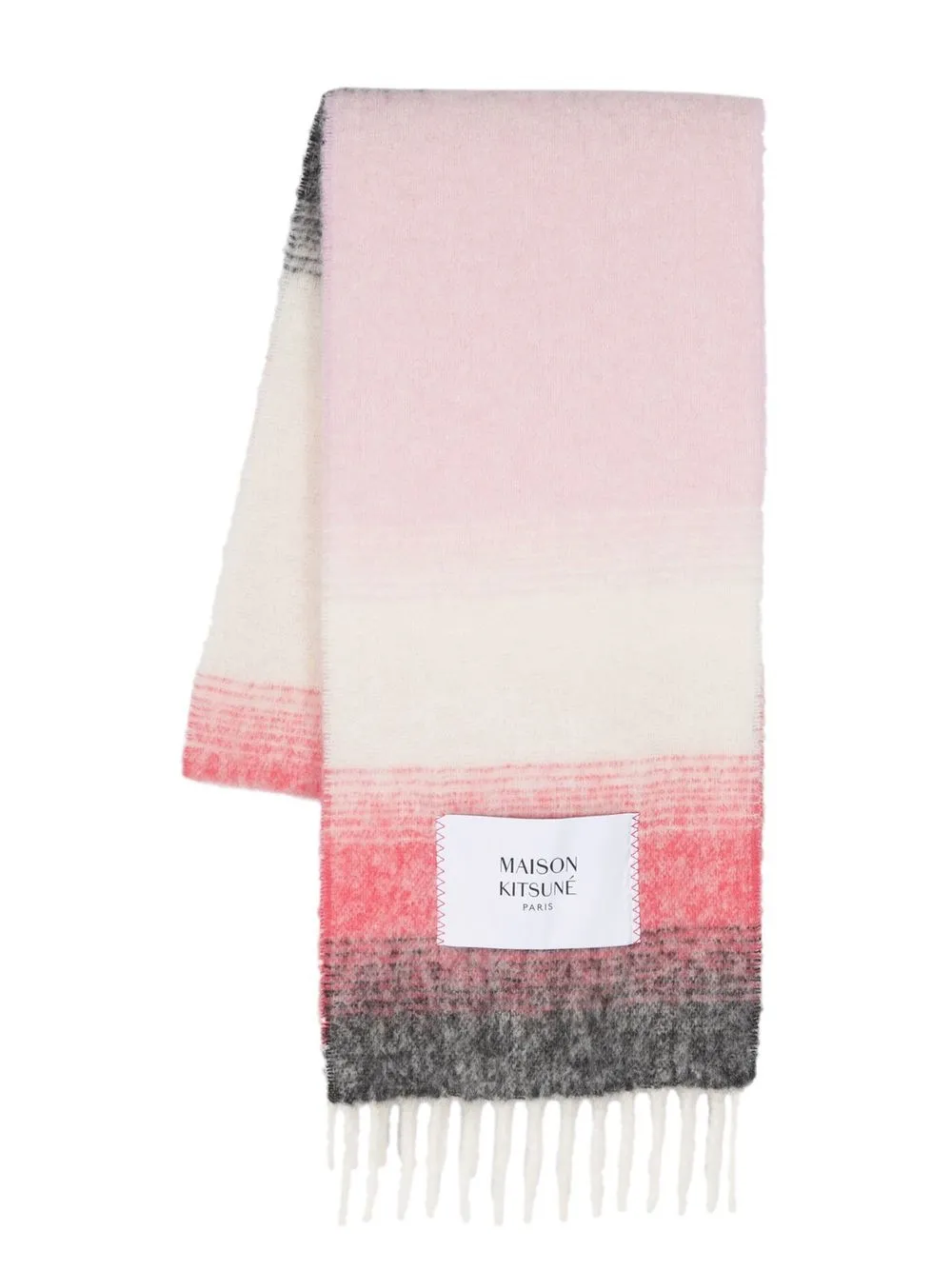 

Maison Kitsuné logo-patch striped scarf - Pink