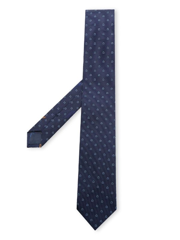 Louis Vuitton Navy Blue Silk Stripe Neck Tie