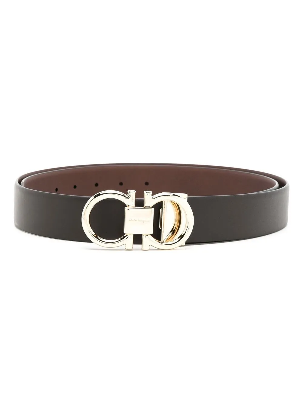 Ferragamo Gancini Buckle Leather In Brown