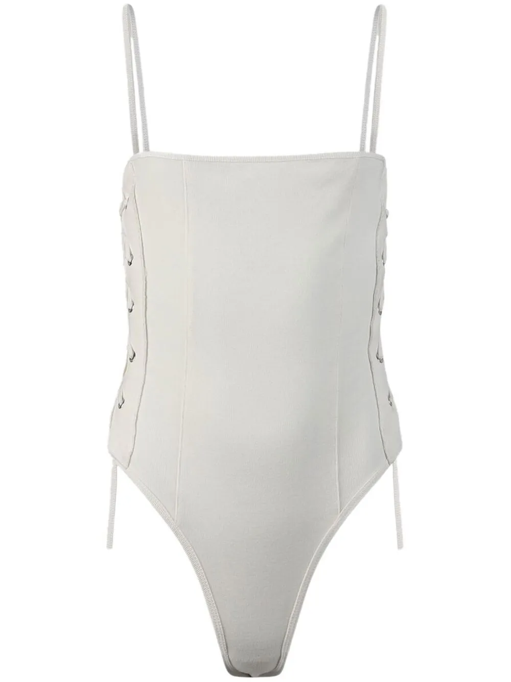 Rta Eveline Lace-up Bodysuit In White