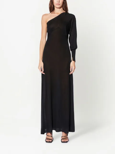 RTA one-shoulder long silk dress WH22S128D1217BLACK - 1