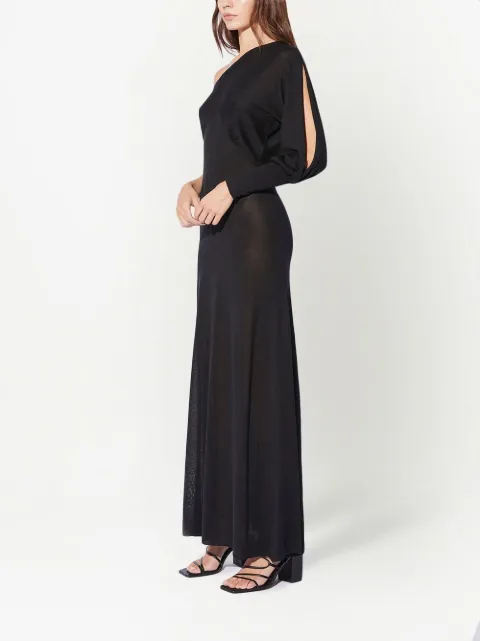 RTA one-shoulder long silk dress WH22S128D1217BLACK - 2