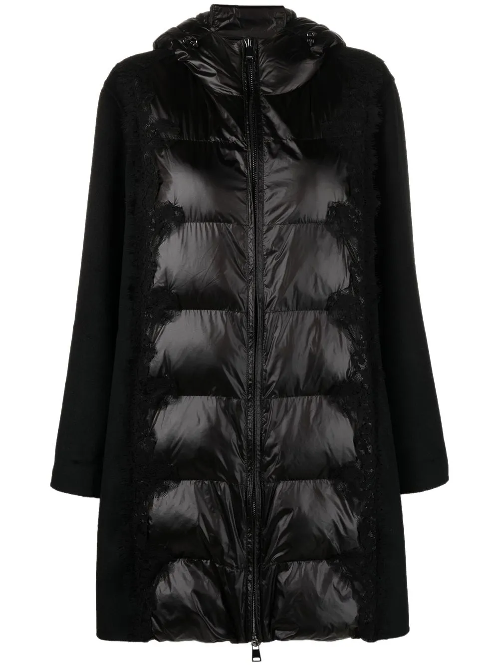 

ERMANNO FIRENZE padded lace-trim coat - Black