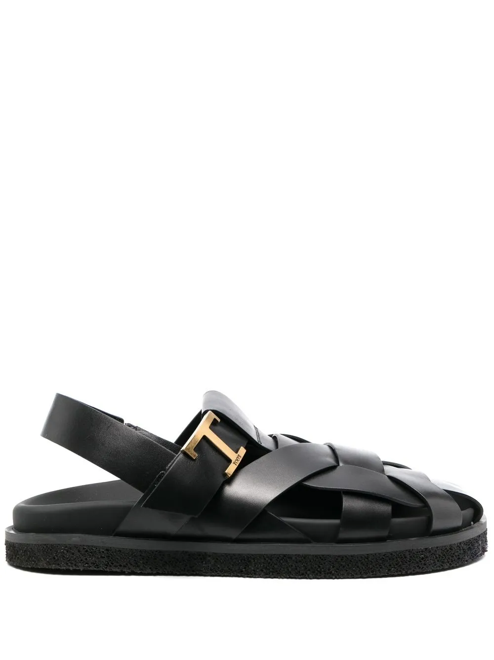 Shop Tod's Caged Leather Sandals In Black