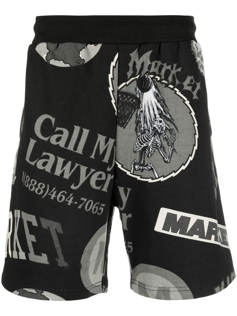 

MARKET logo-print track shorts - Black