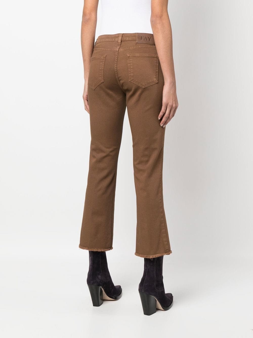 Shop Fay Flared Stretch-cotton Trousers In 褐色