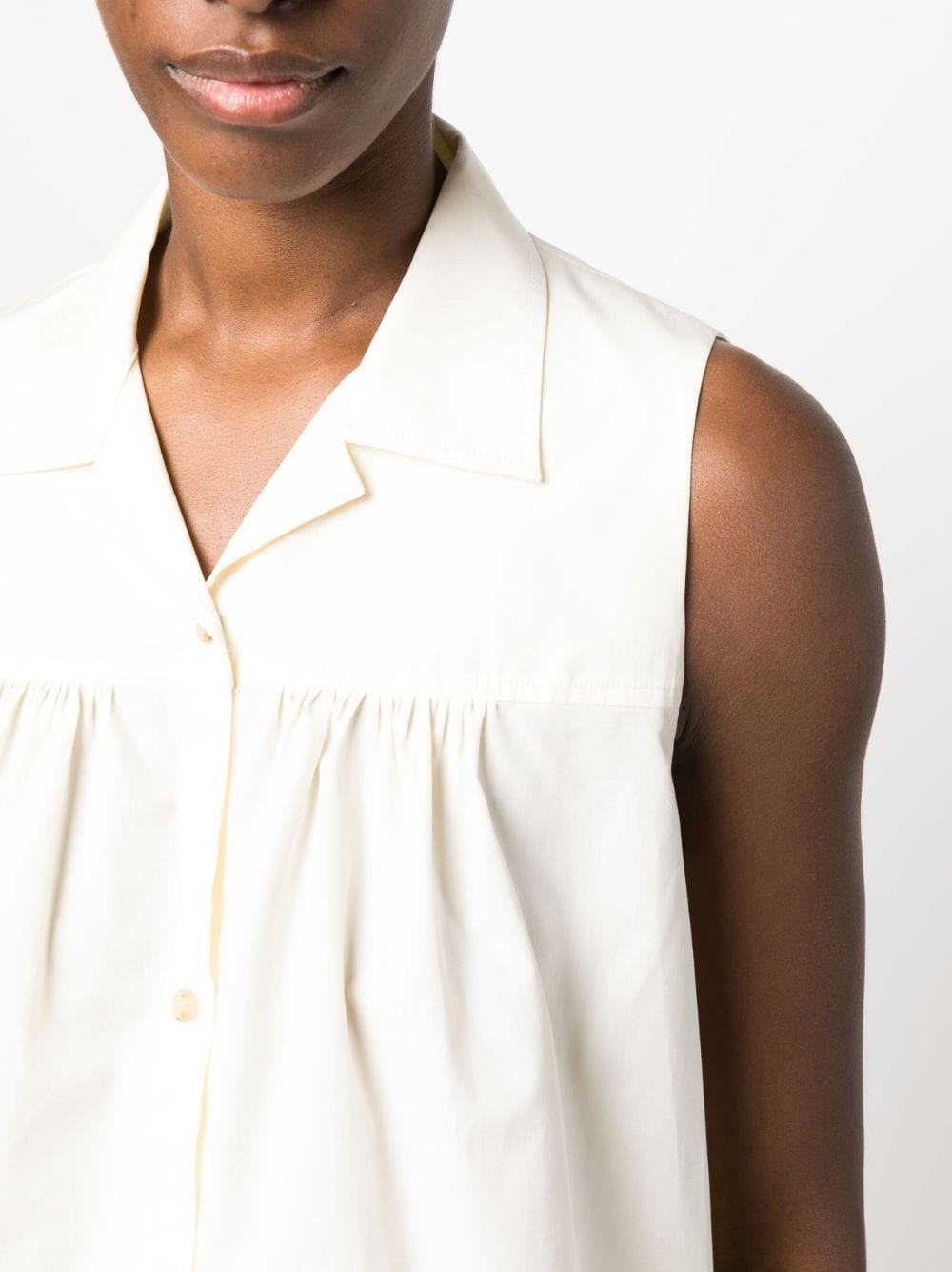 Shop Fay Pleated Sleeveless Cotton Shirt In Neutrals