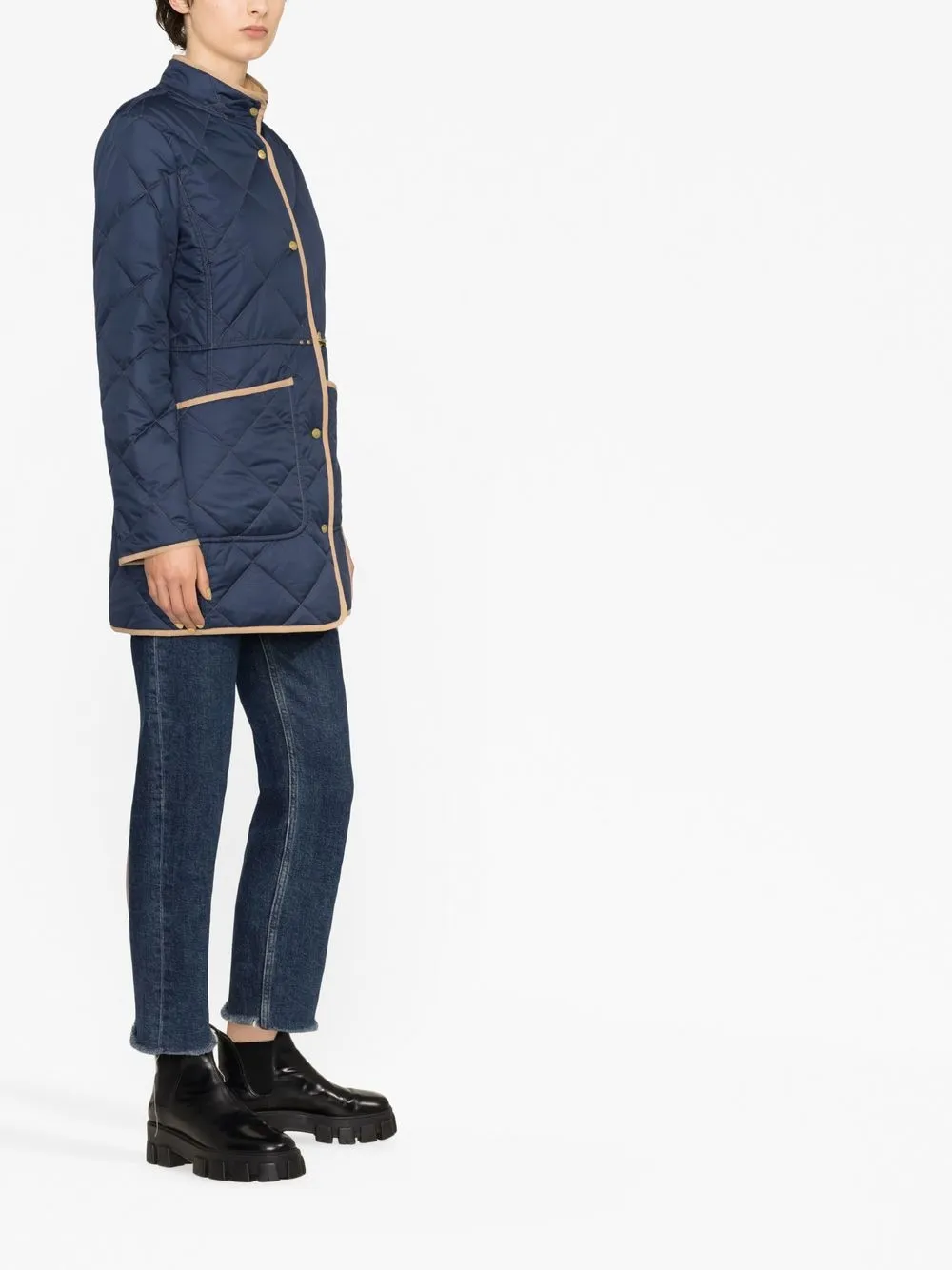 Fay Quilted Fitted Jacket In Blau