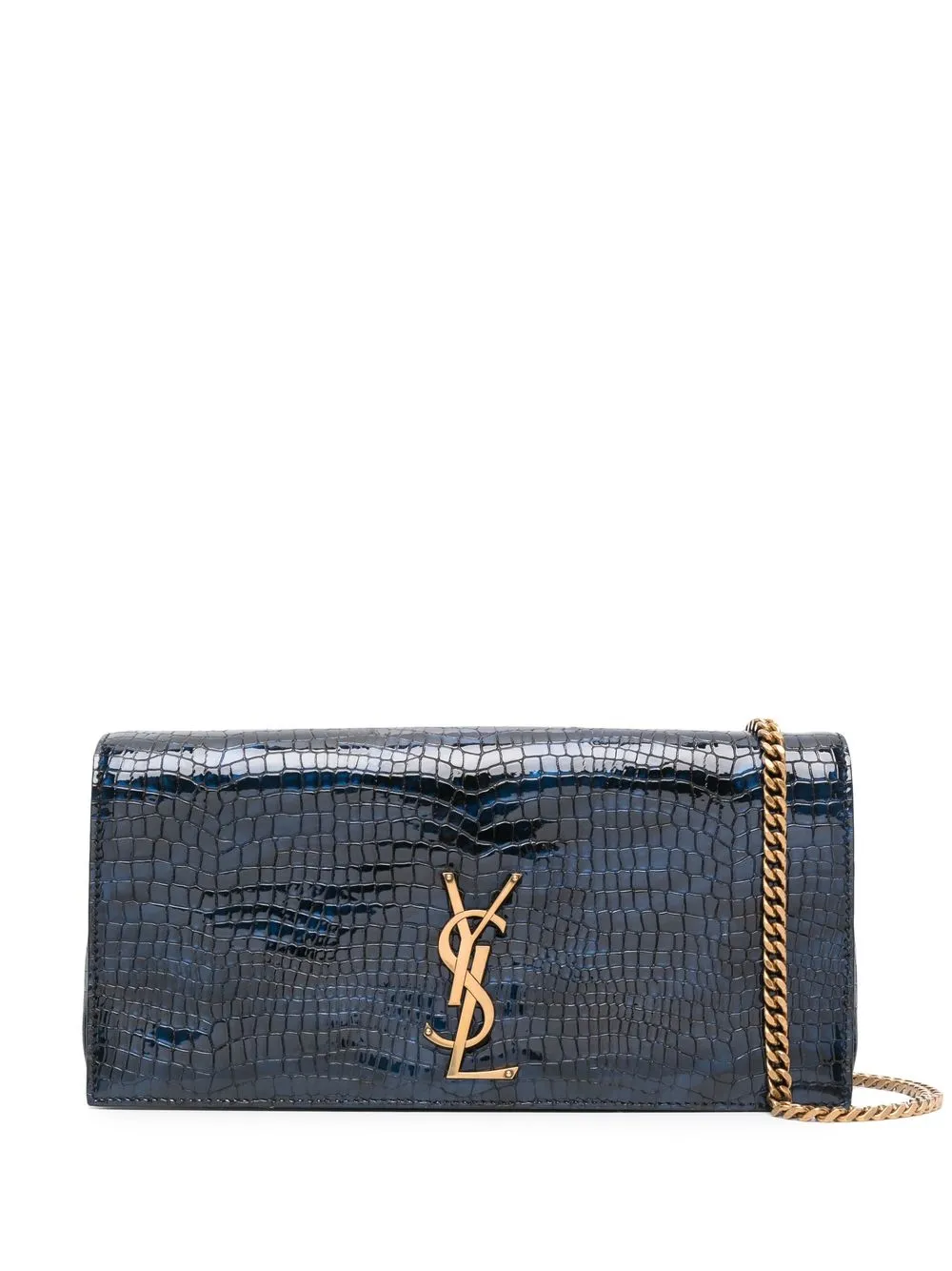 

Saint Laurent Kate embossed-crocodile shoulder bag - Blue