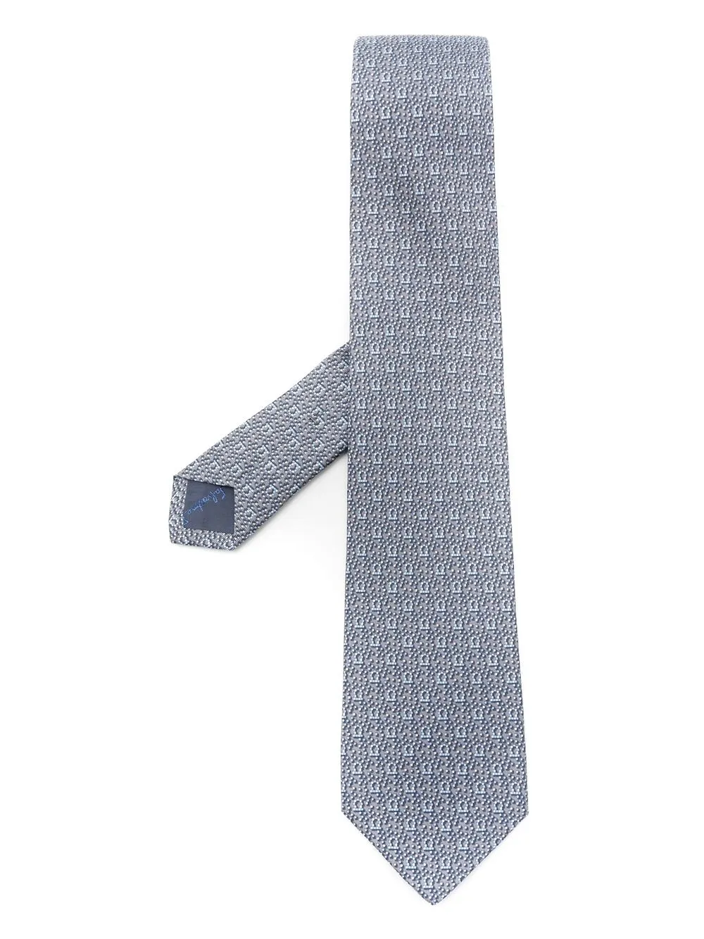 

Ferragamo Gancini-print silk tie - Blue