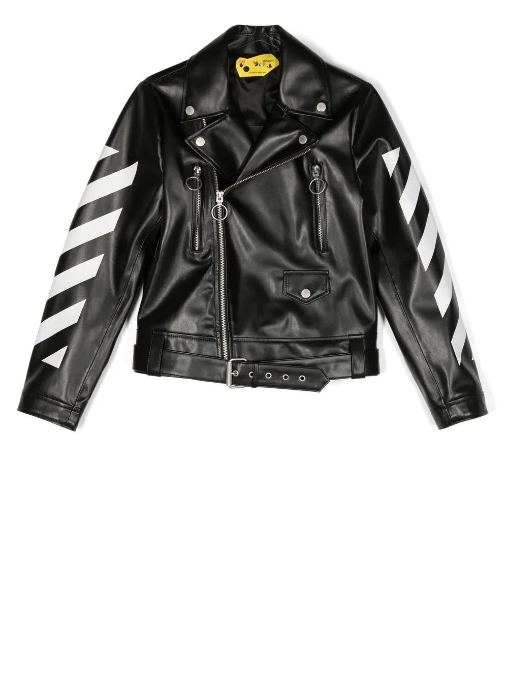 

Off-White Kids Diag-stripe print biker jacket - Black