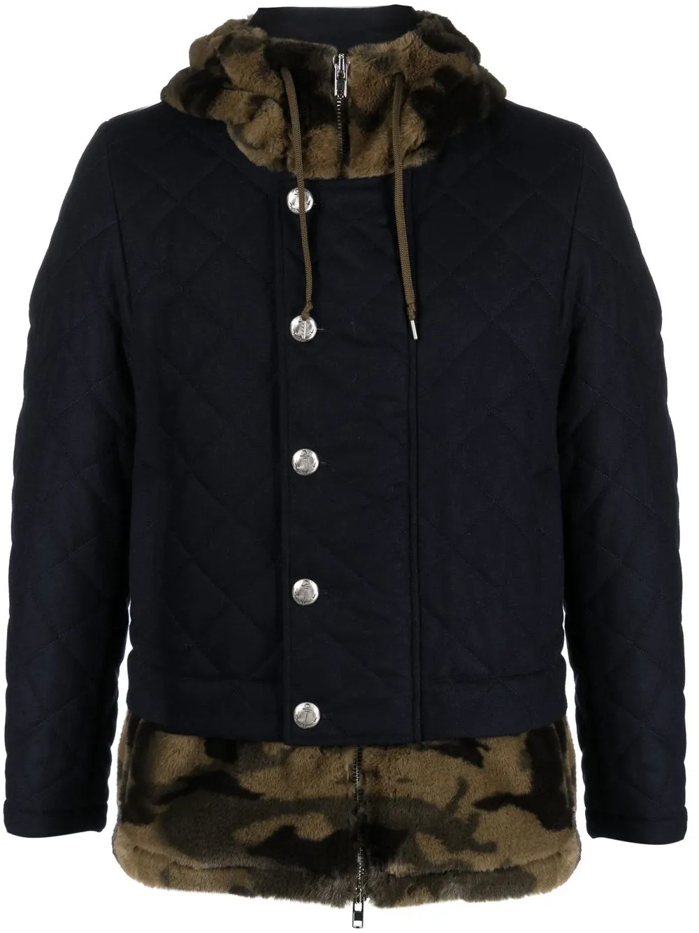 

Daniele Alessandrini camouflage fleece hooded jacket - Blue
