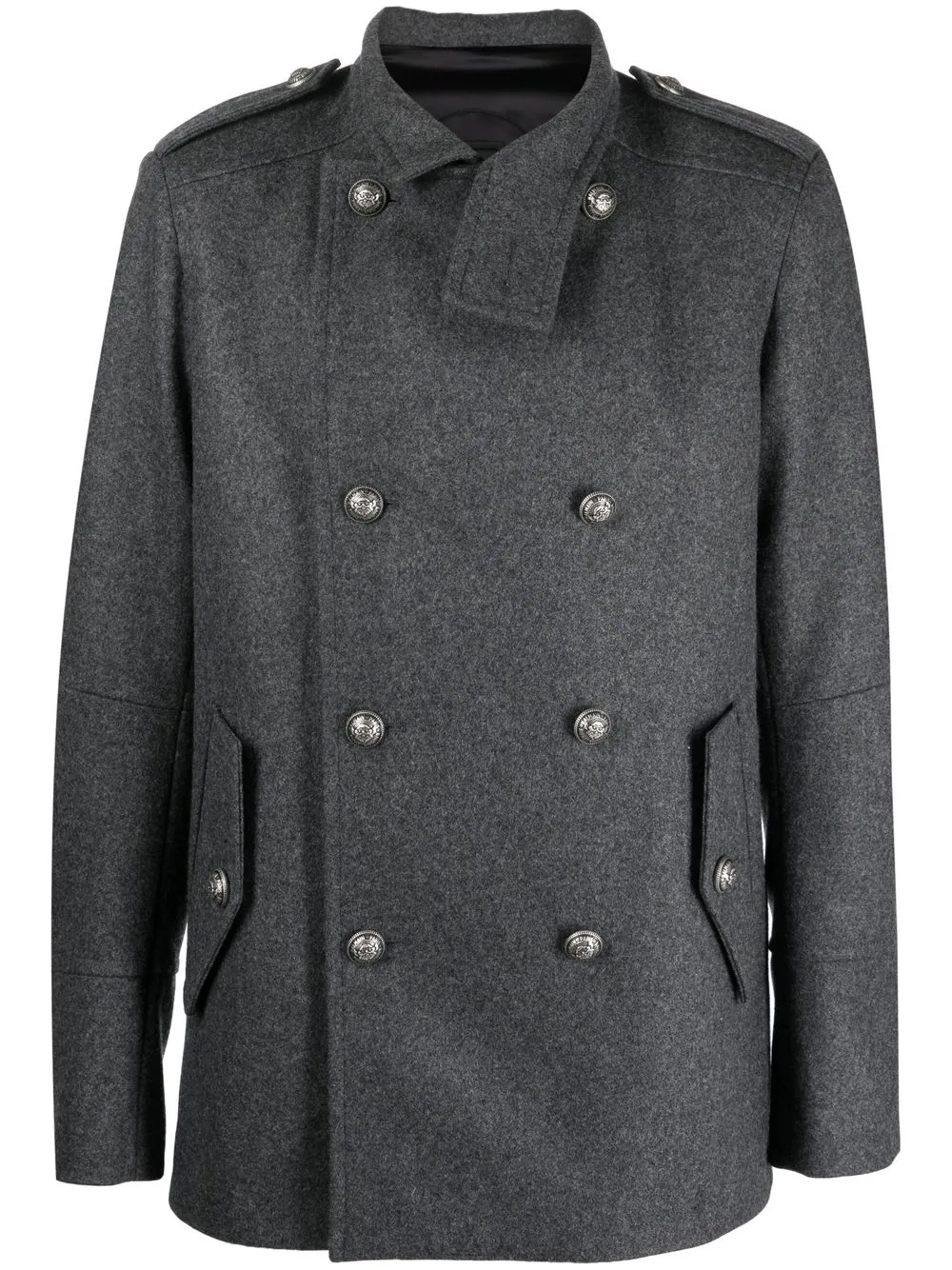 

Balmain two-pocket double-breasted coat - Grey