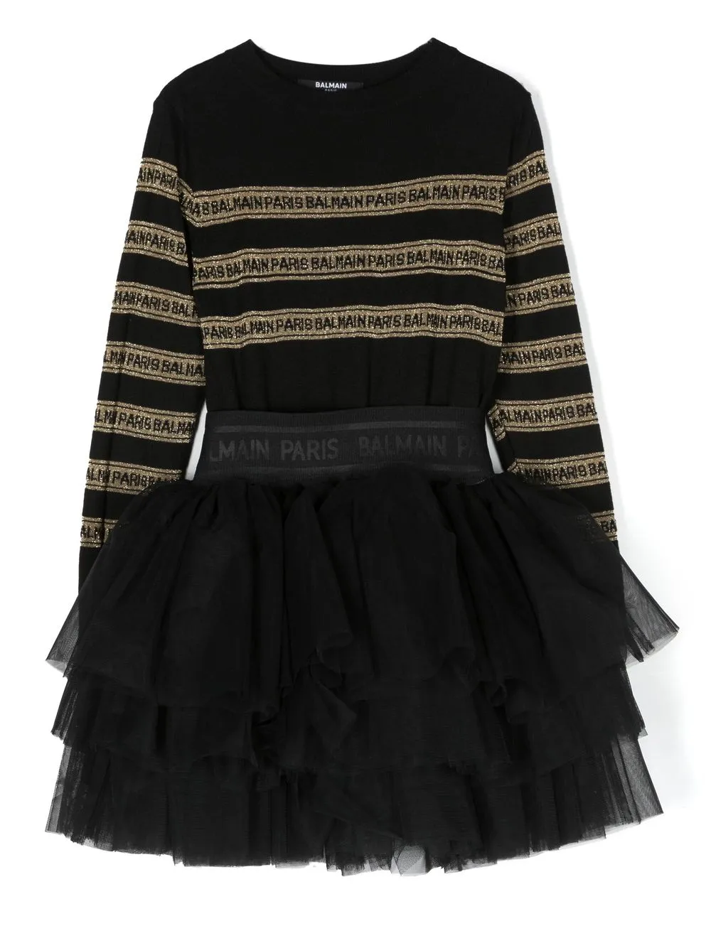 

Balmain Kids metallic logo-knit tutu dress - Black