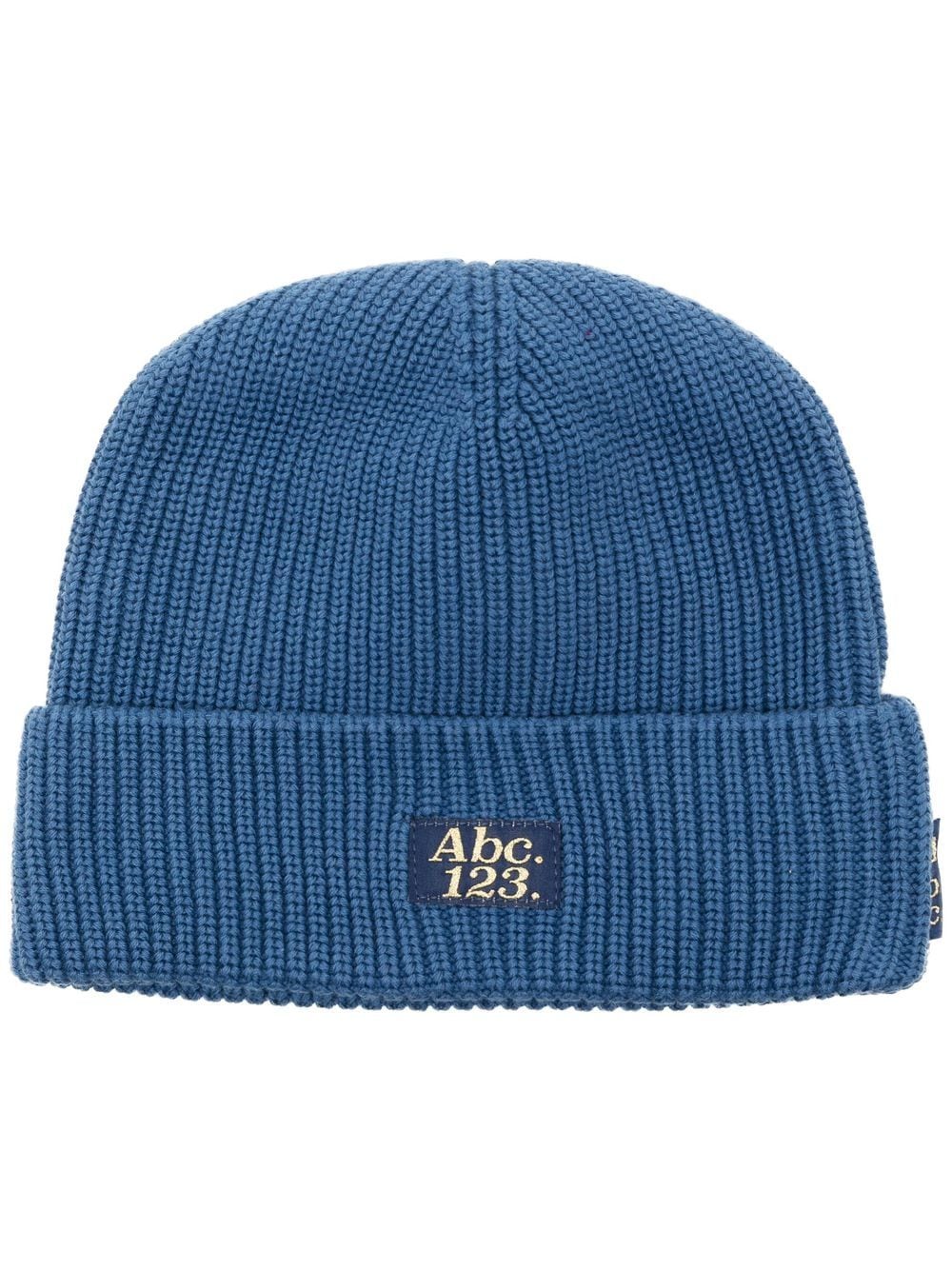 Advisory Board Crystals Logo-patch Ribbed-knit Beanie In Blue