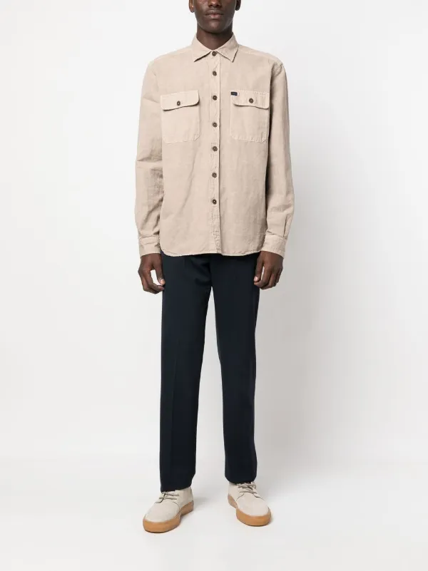 Fay logo-patch button-up Shirt | Neutrals | FARFETCH CA