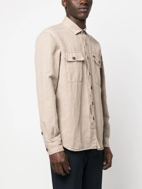 Fay logo-patch button-up Shirt | Neutrals | FARFETCH CA