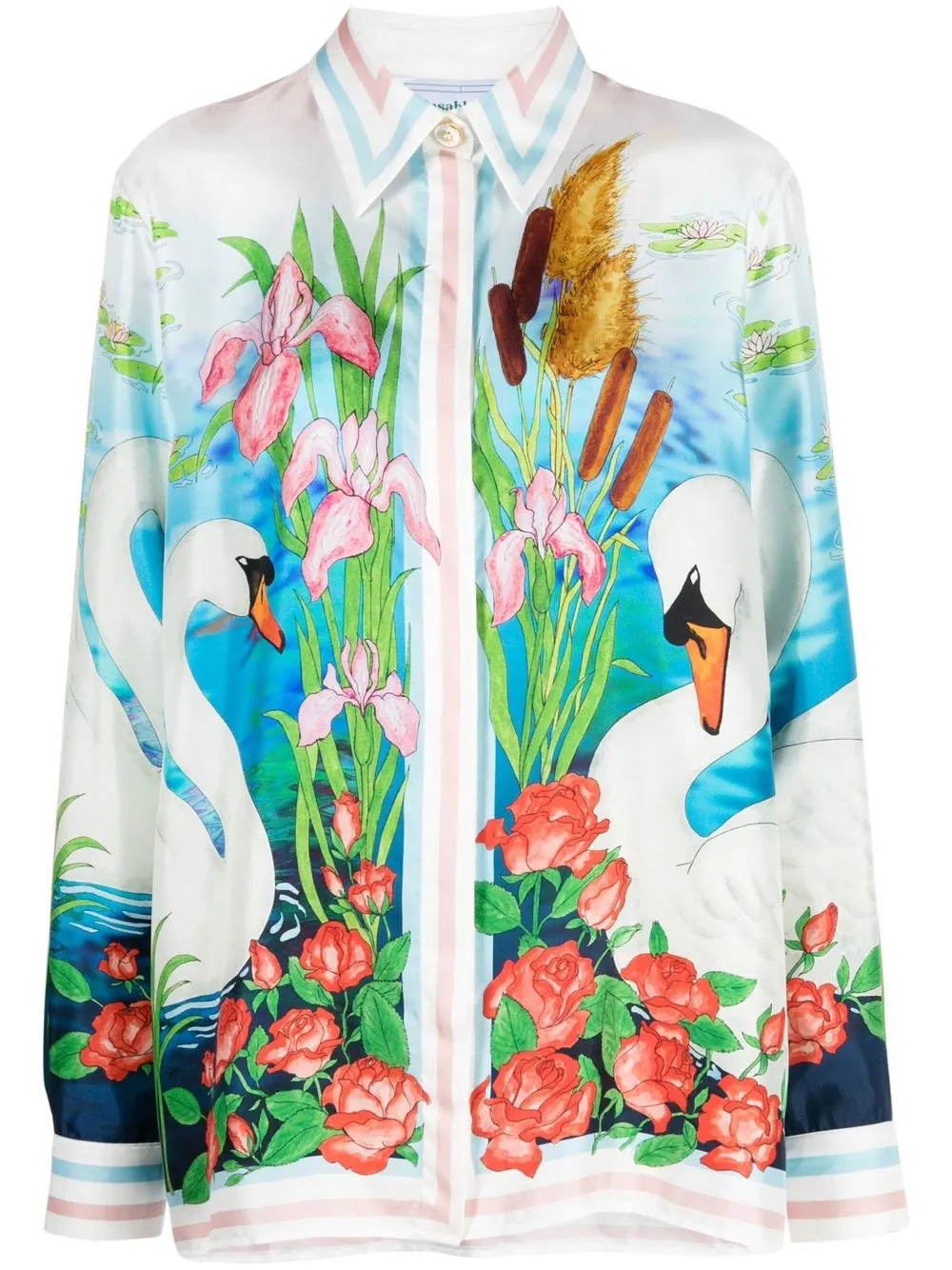 

Casablanca graphic-print silk shirt - Blue